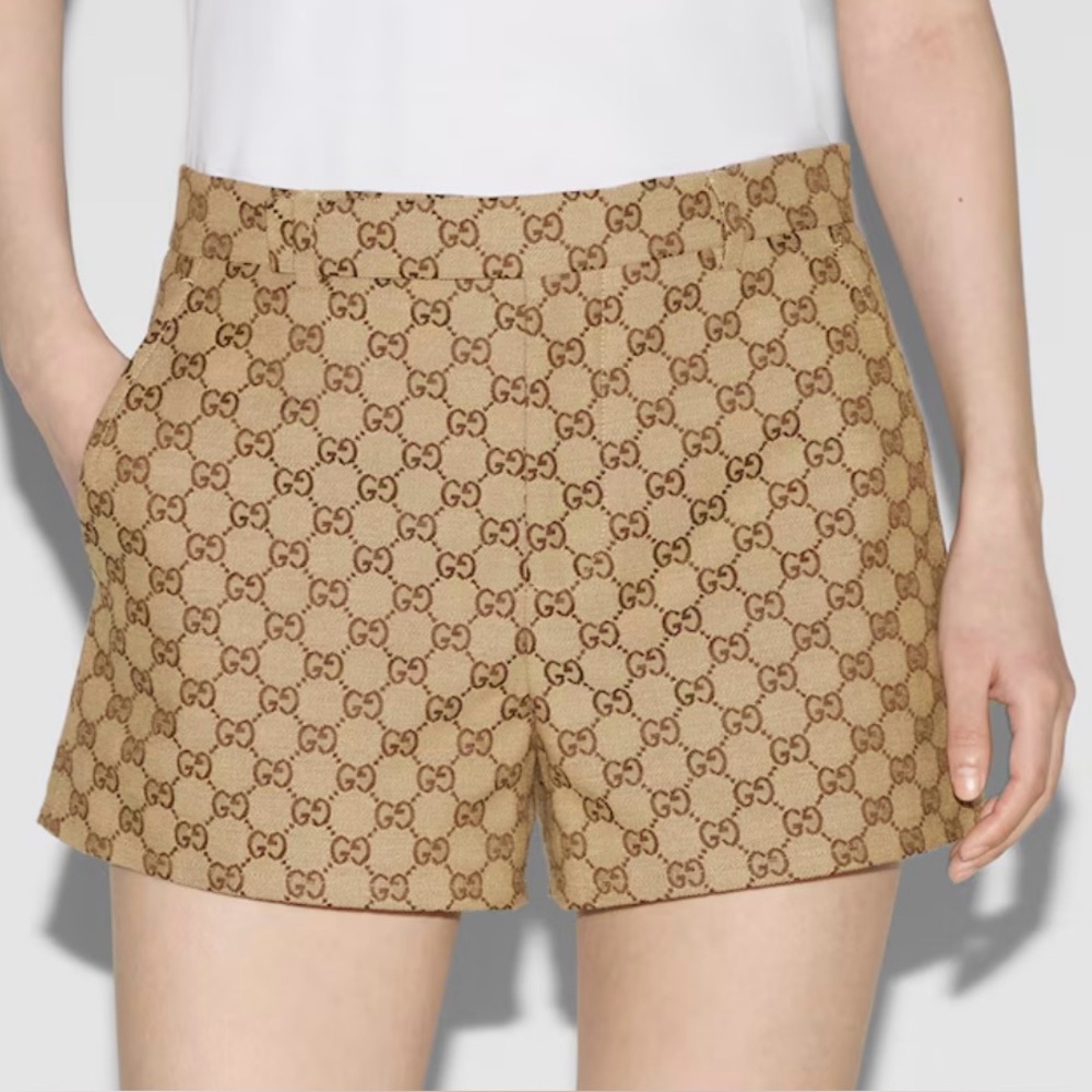 Gucci Brown Monogram High Waist Shorts